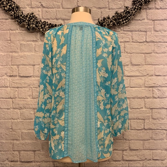 Zac & Rachel Boho 3/4 Sleeve Print Blouse - Picture 8 of 13